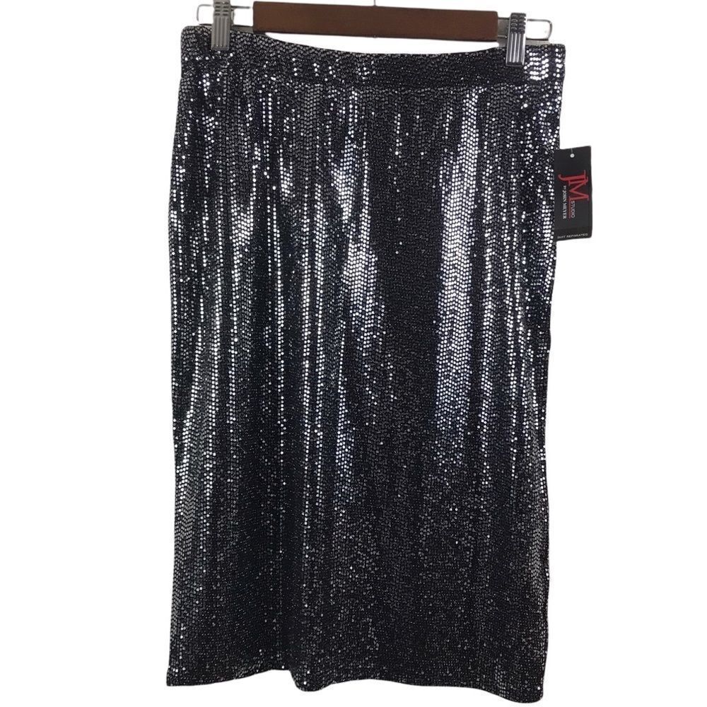 JM Studio by John‎ Meyer black and silver metallic pencil skirt size M